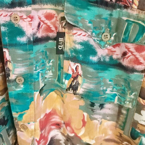 Vtg Brooks Dunn Western Shirt Men's 16 1/2x35 Multicolor Print Panhandle Slim - Picture 3 of 10